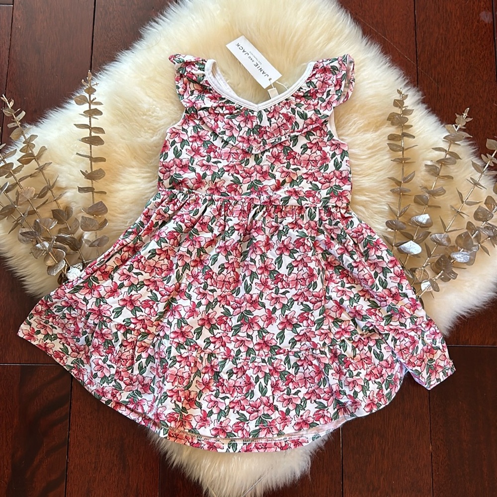 NWT Janie and Jack pink floral girls cotton dress!